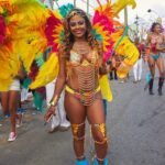 Antigua Carnival pretty in yellow feathers