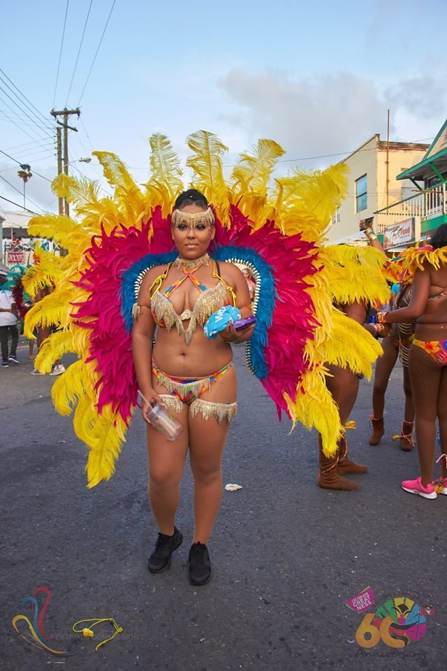 Antigua Carnival red and yellow feathers