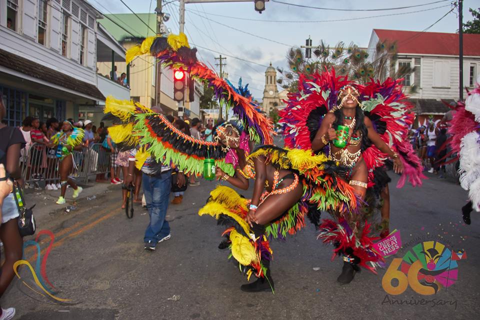Antigua Carnival two revellers dancing